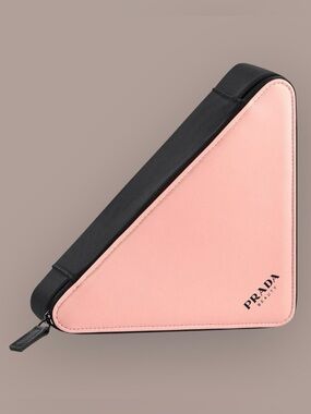 Pink-Black Prada Beauty (Triangle-Shaped) Cosmetic-Makeup Case